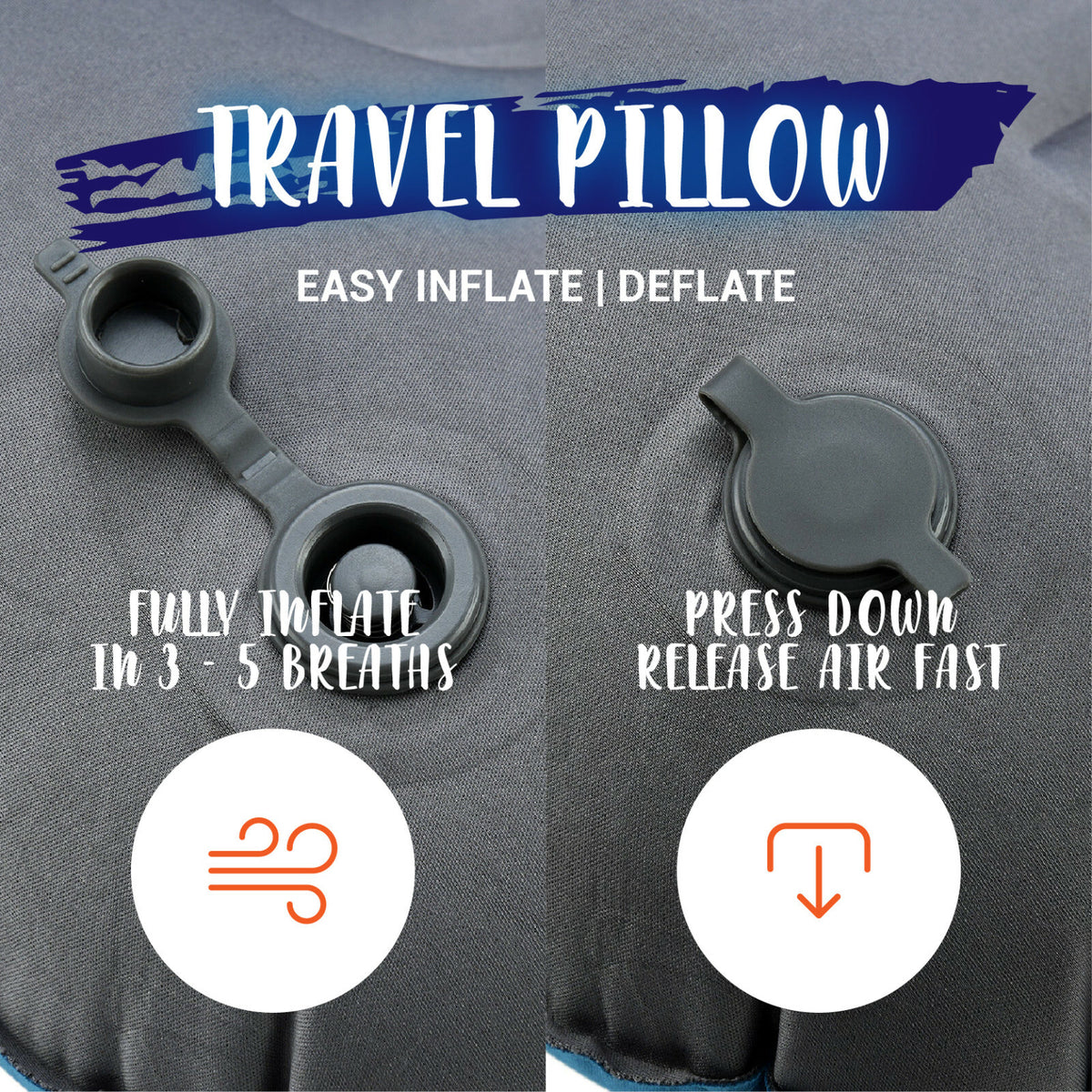 Inflatable Travel Pillow Neck Support Cushion Compact Portable Head Rest