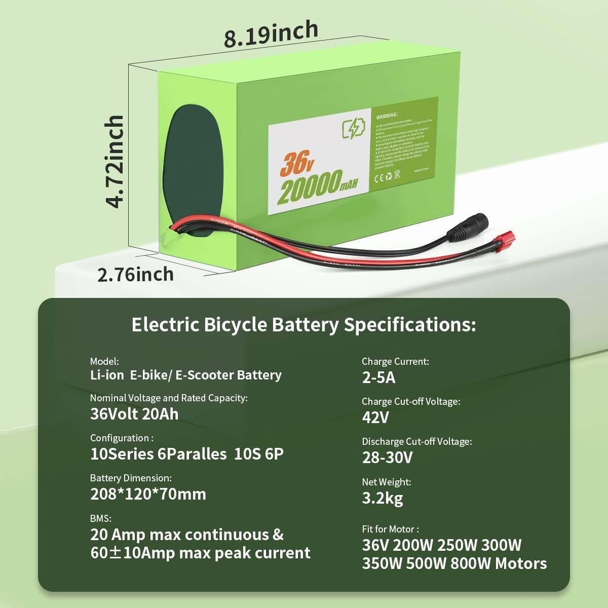 High-Performance Electric Bicycle Battery Pack - Multiple Volt & Capacity Options
