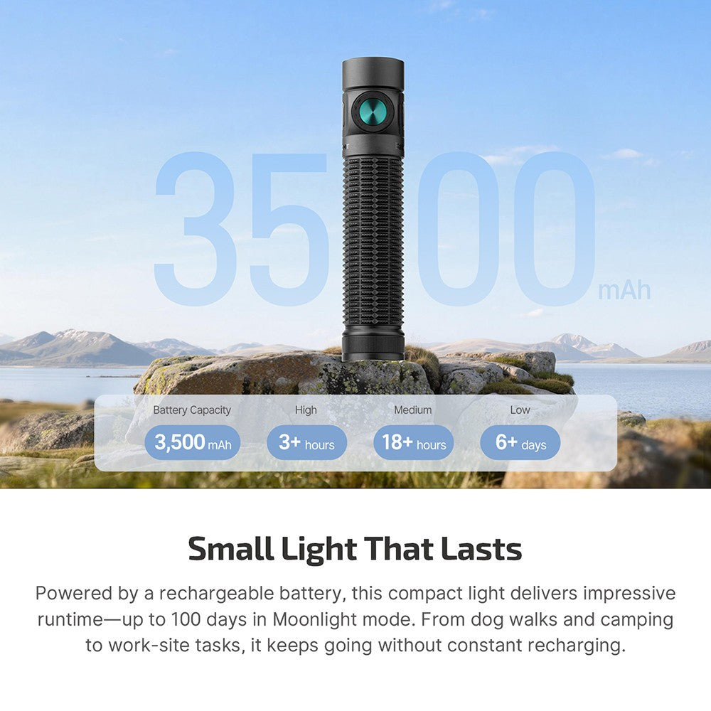 LED Rechargeable Flashlight 1600 Lumens Dual Switch Compact EDC Torch