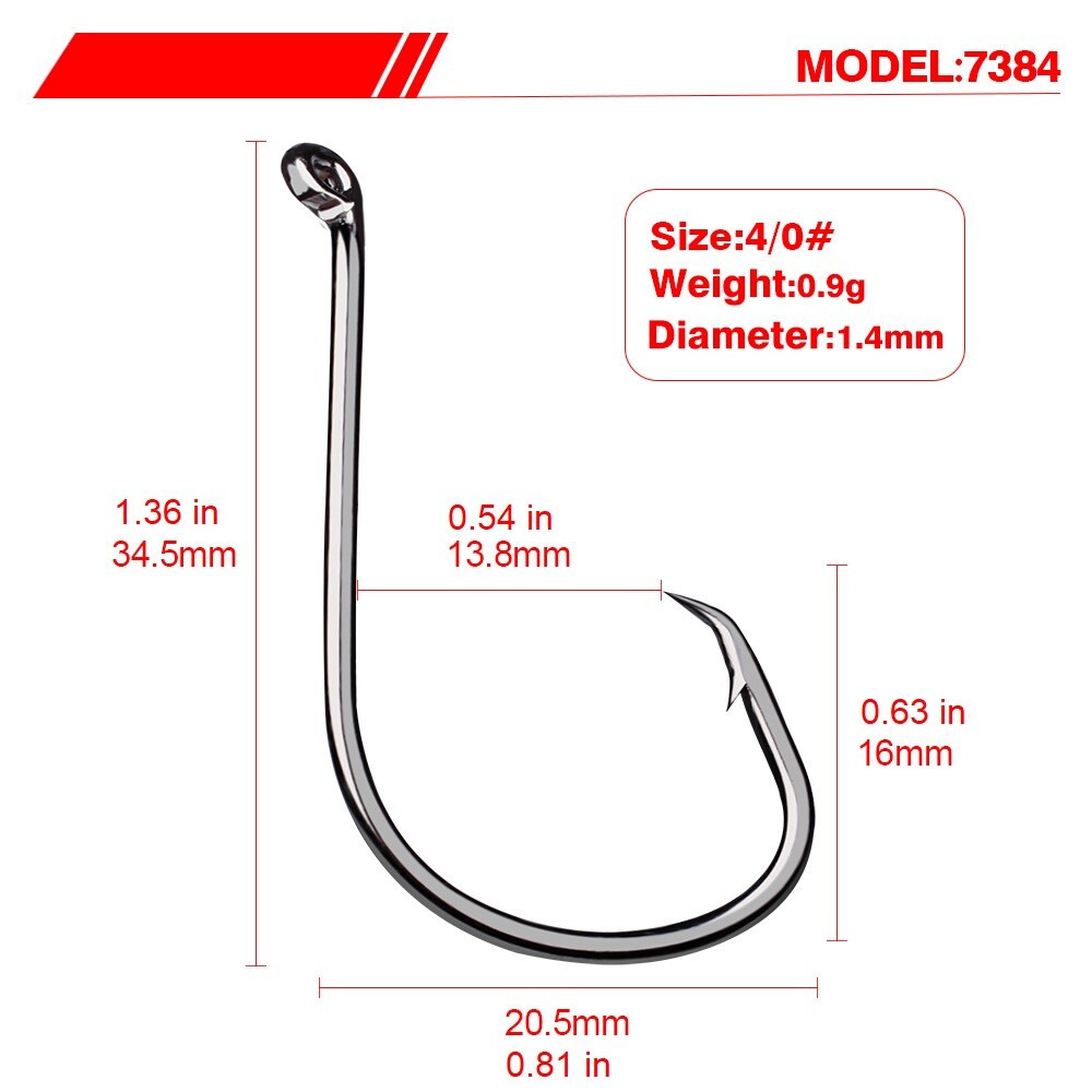 High Carbon Steel Octopus Circle Fishing Hooks - Multiple Sizes & Quantities