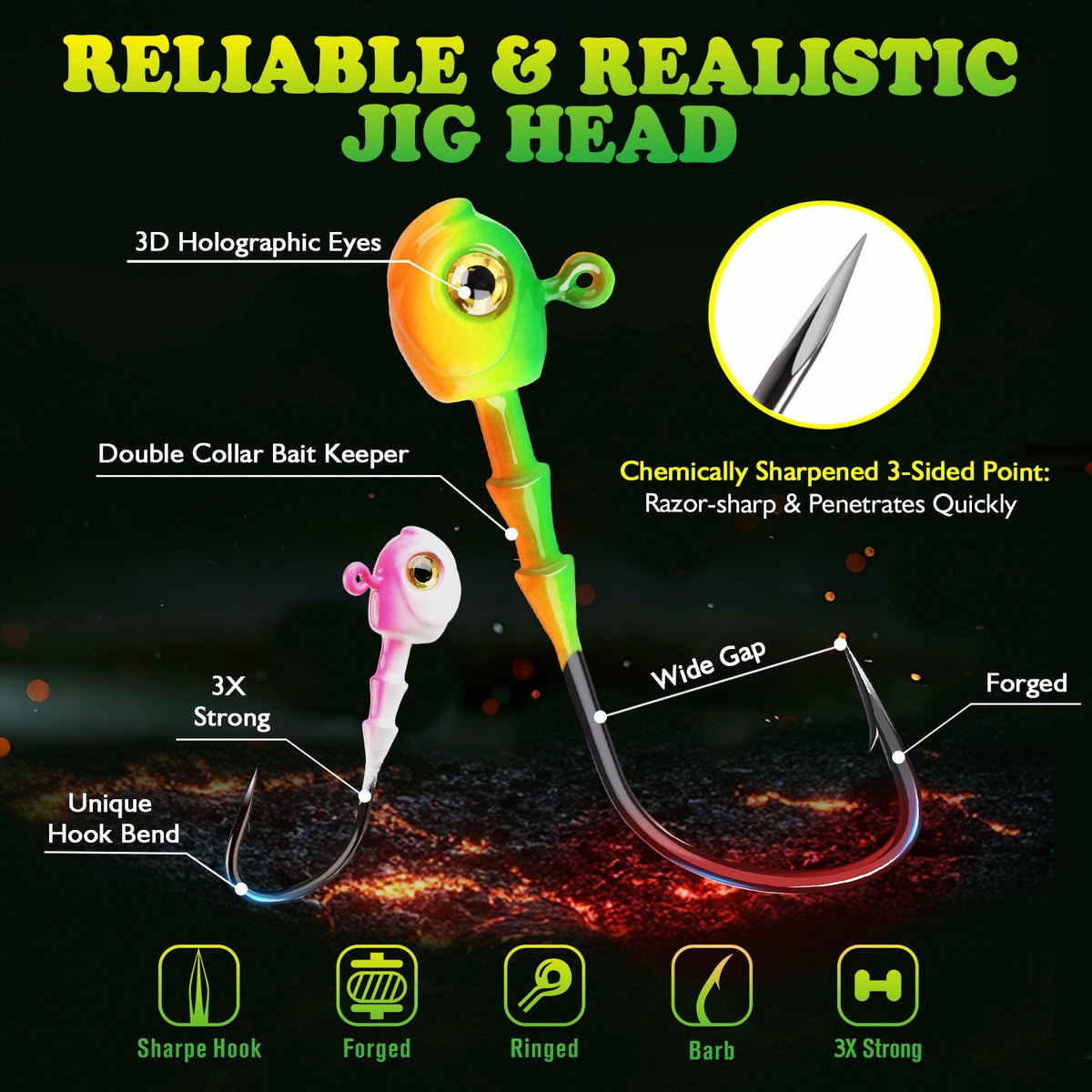 Fishing Jig Heads Kit for Soft Baits 20-40PCS Multiple Weights