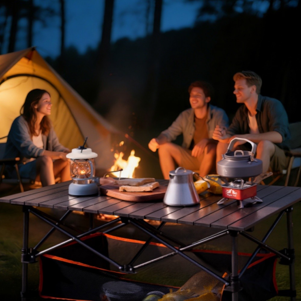Portable Folding Camping Table with Adjustable Height & Carry Bag