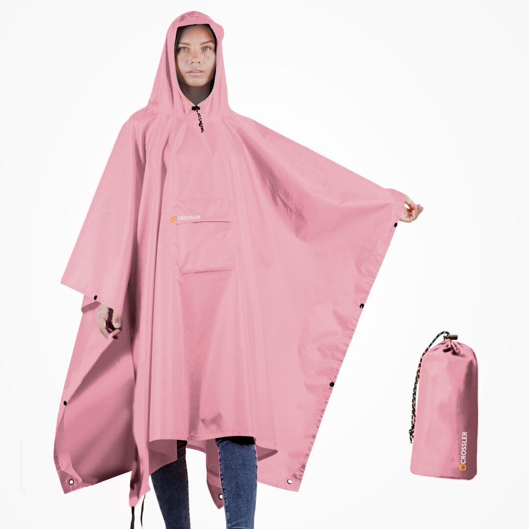 Unisex Waterproof Hooded Rain Poncho with Pocket - 3-in-1 Emergency Waterproof Cover