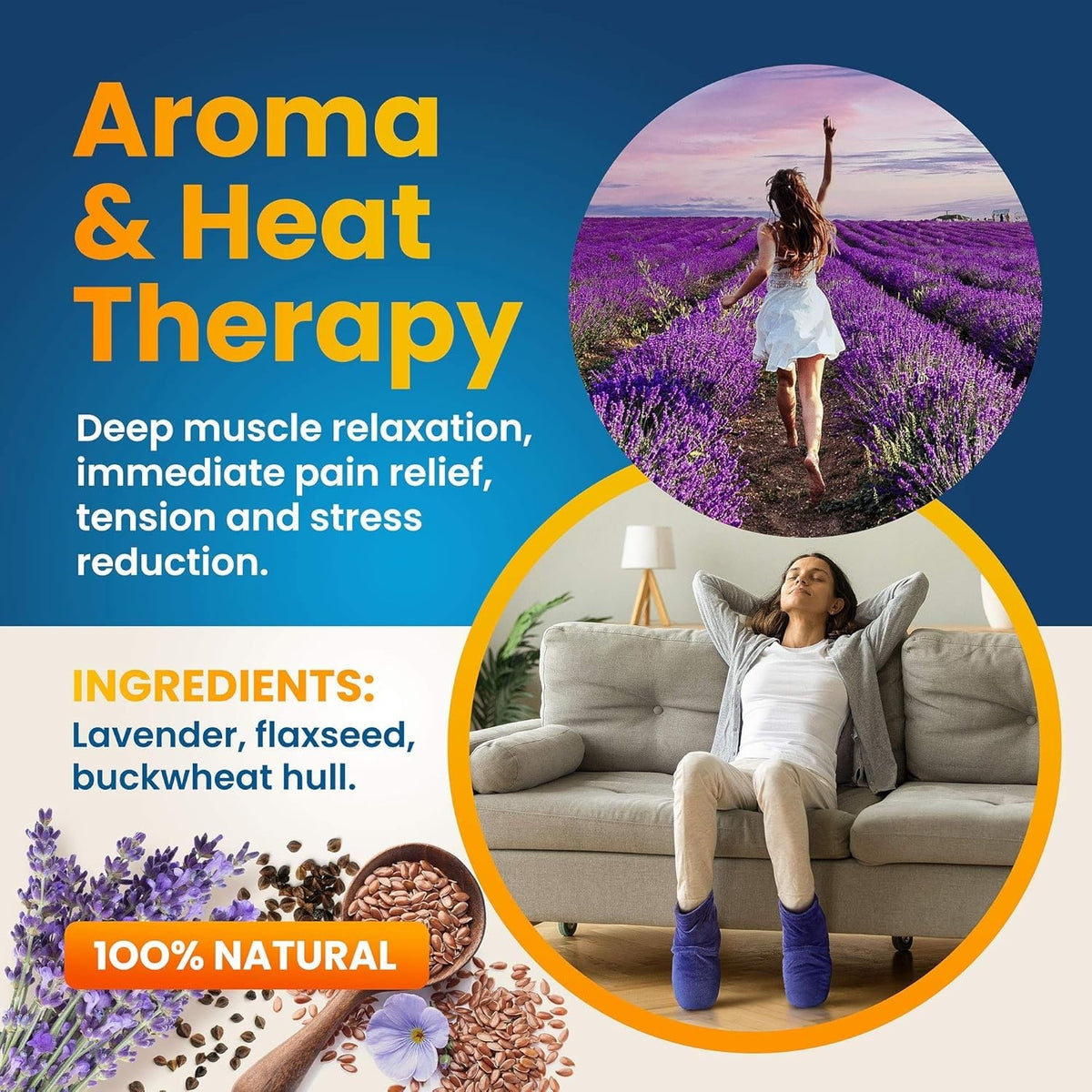 Microwaveable Foot Booties with Lavender Aromatherapy - Deep-Heating Relaxation