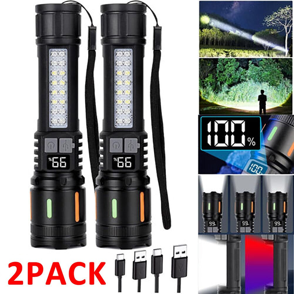 High Power LED Tactical Flashlight 99000000 Lumens Rechargeable Work Light