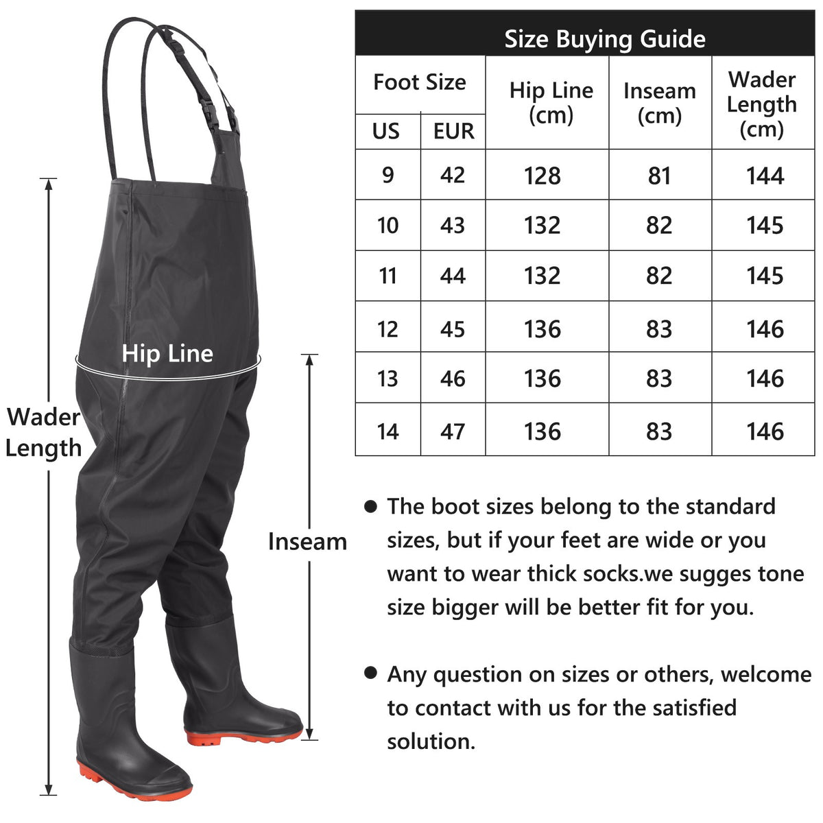 Waterproof Fishing Waders with Boots Men & Women 2-Ply Nylon PVC Chest Gear