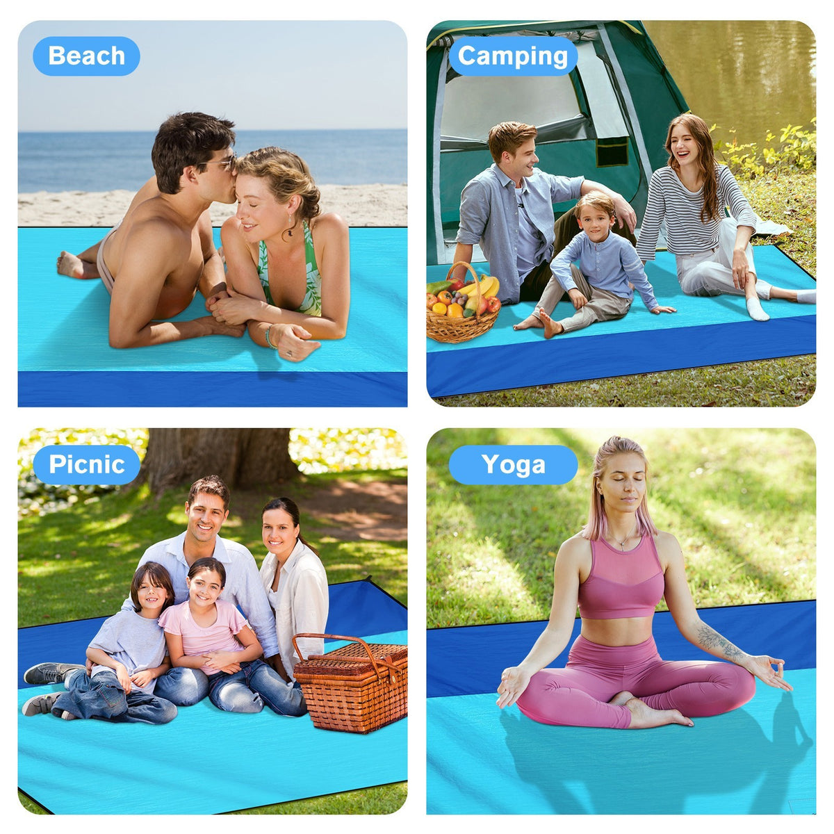 Large Waterproof Sandproof Beach Blanket 79x87 Inches Portable Outdoor Mat
