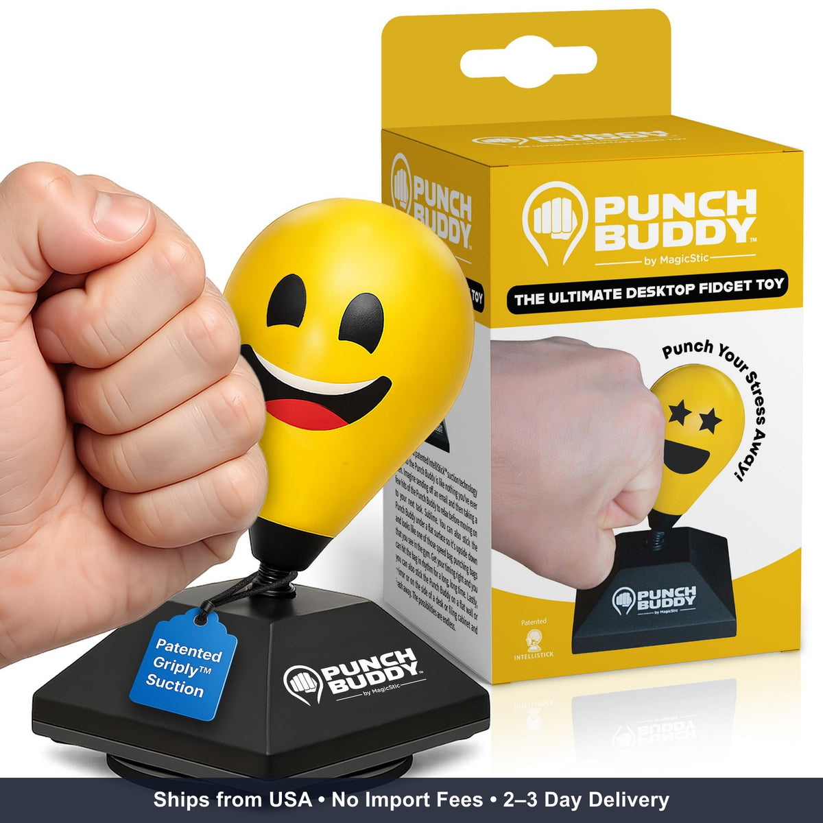 Desktop Punching Bag Stress Relief Toy with Suction Cup - Office Fidget Ball