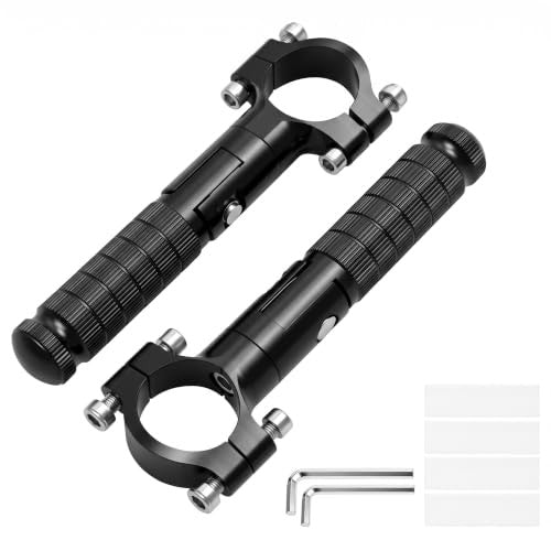 Folding Motorcycle Footrest Pegs 1.25 Inch Black for Harley, Honda, Yamaha & ATV
