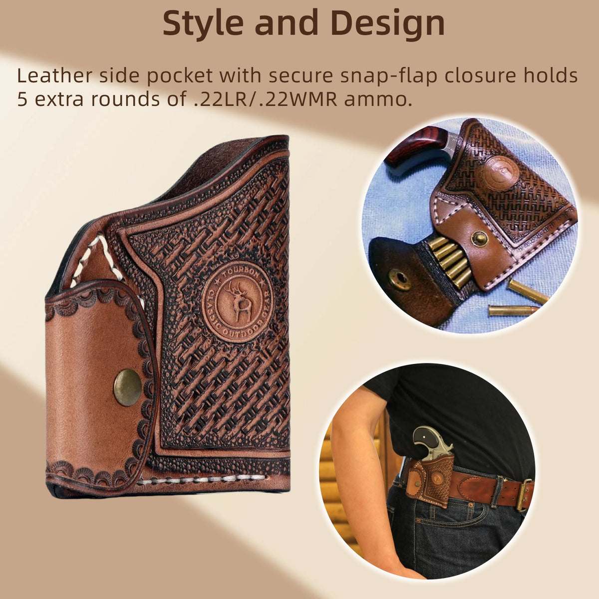 Leather Gun Holster for Mini Revolvers IWB OWB Concealed Carry