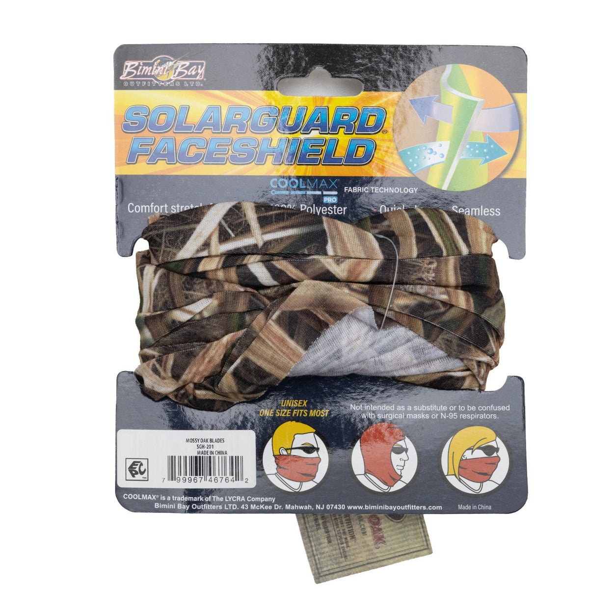Sun Protection Faceshield with Coolmax Fabric - UPF 50+ Mossy Oak Blades