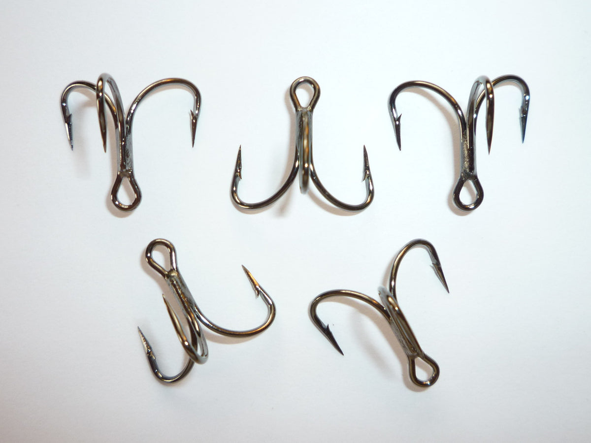 Mustad Triple-Grip Size 6 Treble Hooks Bulk (TG76-BN) Wide-Gap Short-Shank
