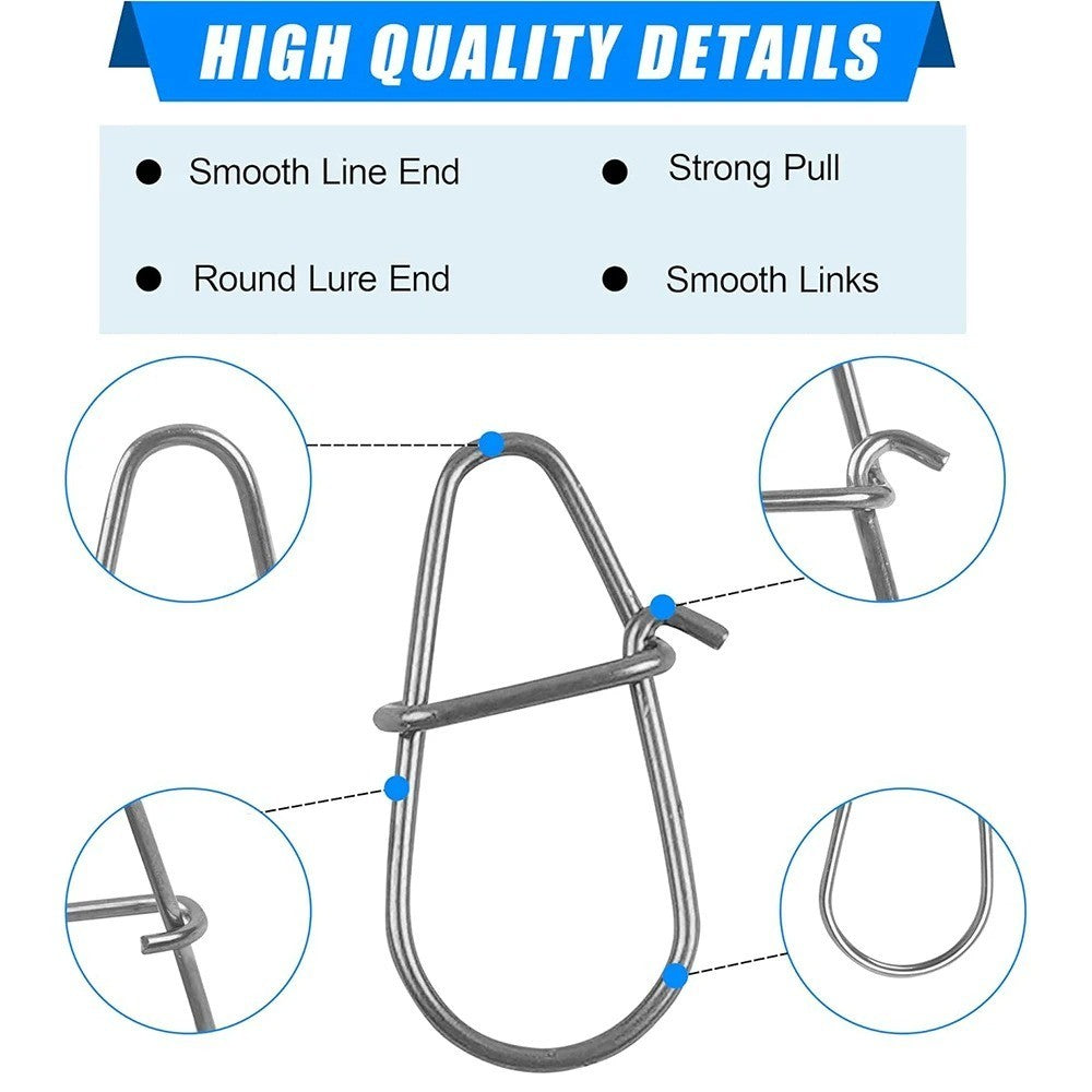 Stainless Steel Fishing Snaps - Durable Lure Connectors for Freshwater & Saltwater