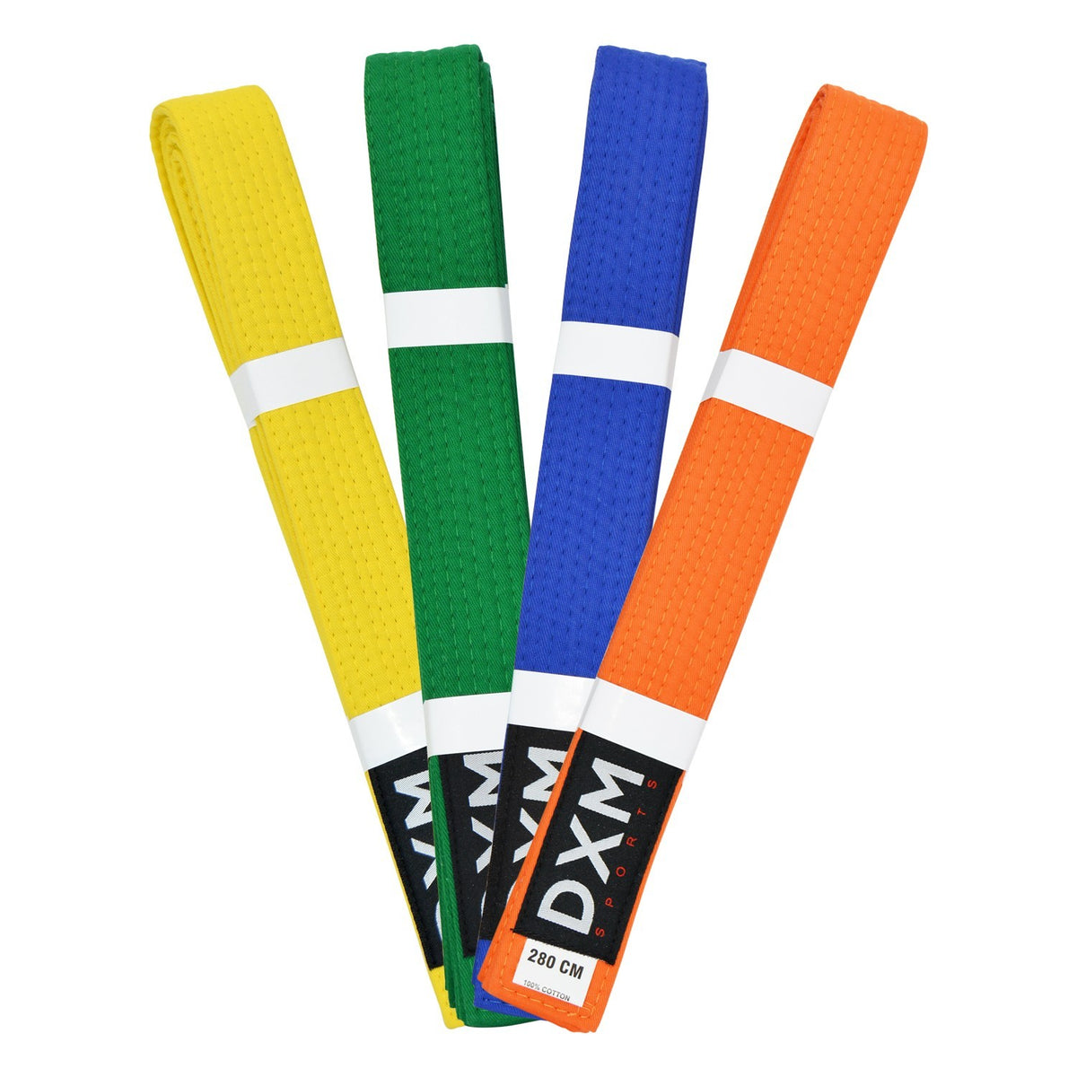 Pack of 4 Double Wrap Martial Arts Belts for Karate, Taekwondo & Judo