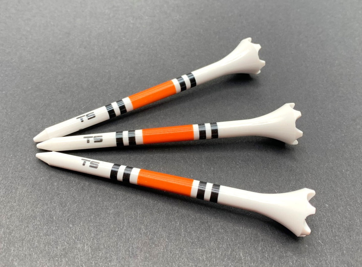 Premium 3.25-Inch Orange and Black Striped Golf Tees - 100 Pack