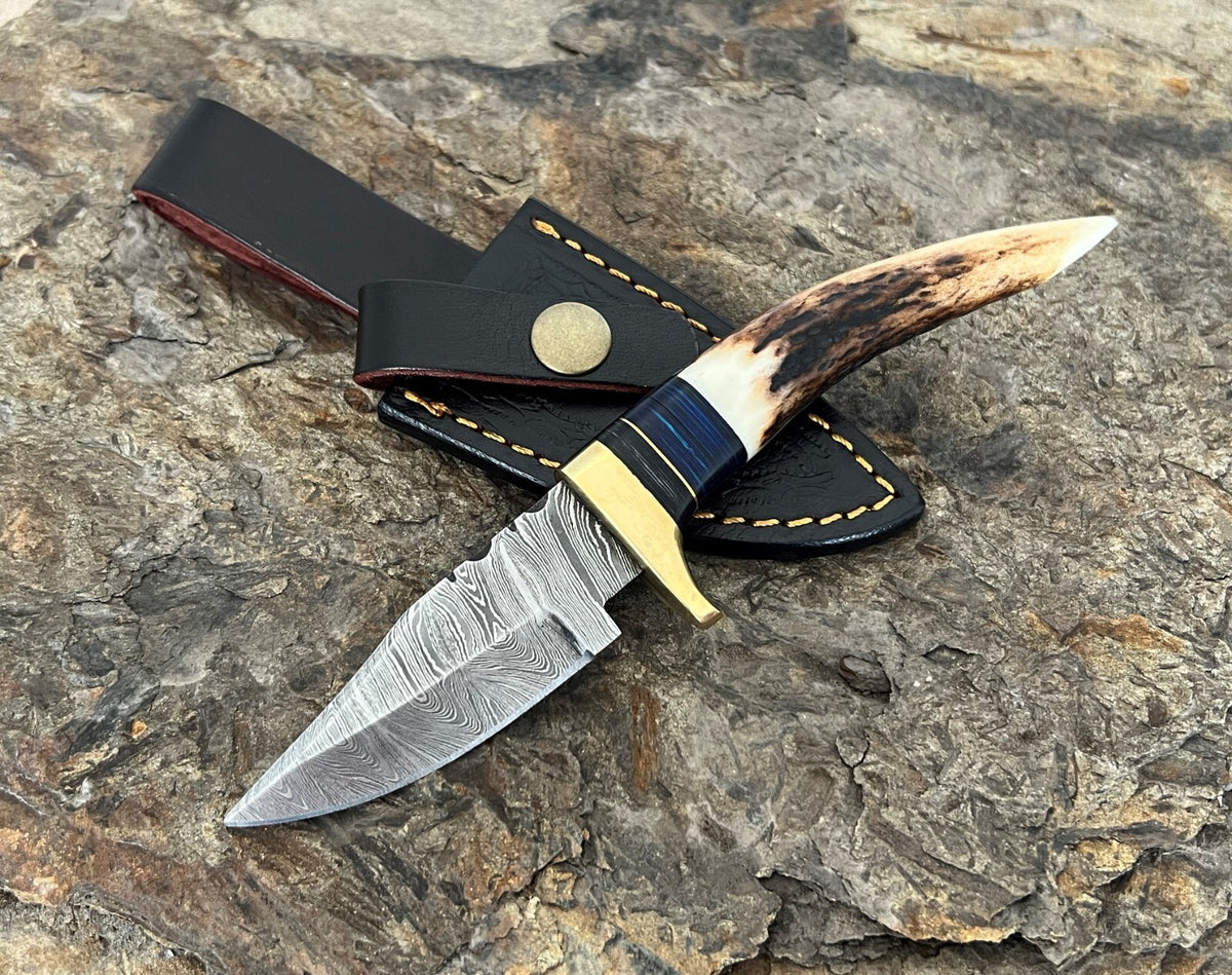 Handmade Damascus Folding Knife with Multiple Color Variants