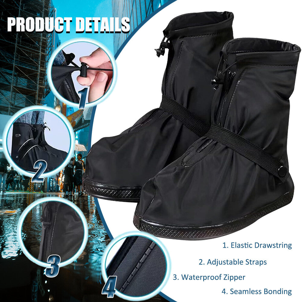 Reusable Waterproof Shoe Covers for Rain Snow Boots - Anti-Slip Rubber Protector