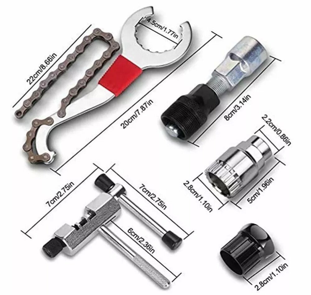Bike Repair Tool Kit 9 Pieces with Chain Breaker & Cassette Remover
