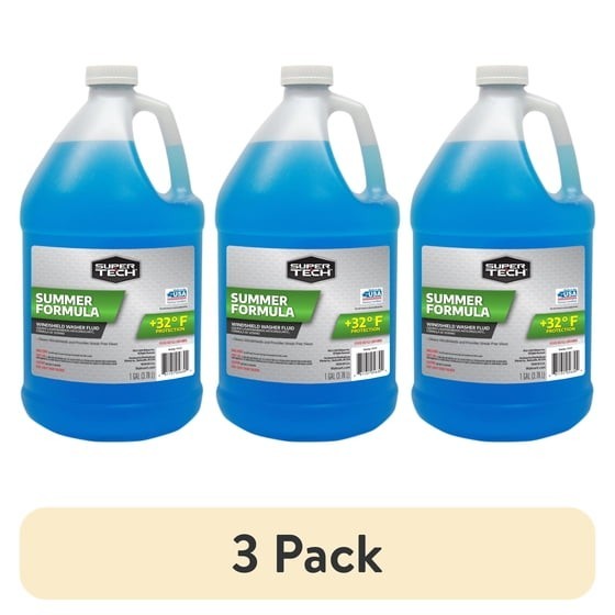 3 Pack Summer Windshield Washer Fluid - Protects Down to +32°F, 1 Gallon Each