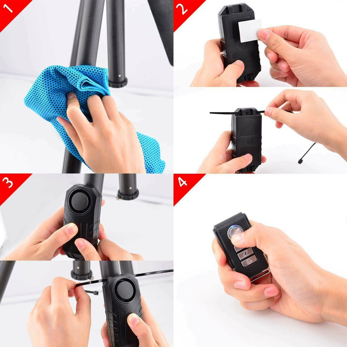 Wireless Bike Alarm with 113dB Loud Siren, Vibration Sensor & Remote Control