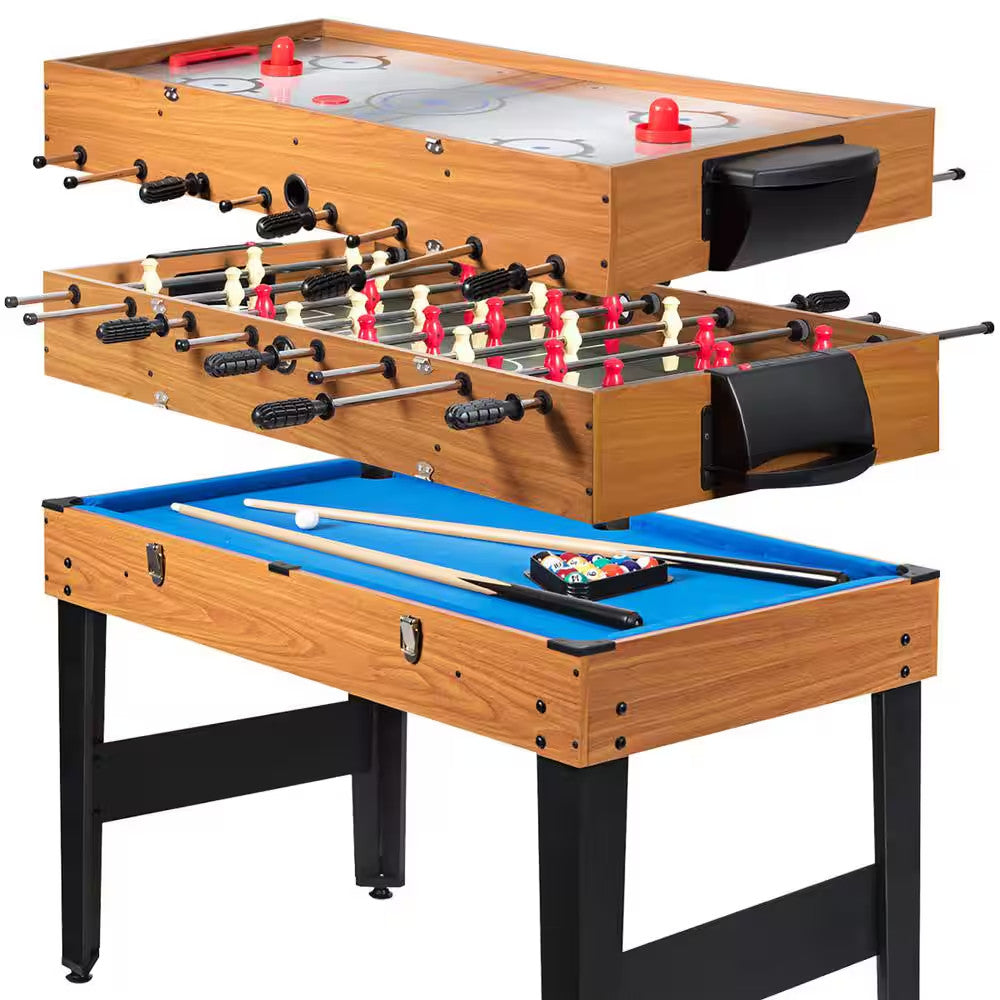 48 In 3-In-1 Multi-Game Table: Foosball, Billiards, Soccer Pool Hockey for Kids