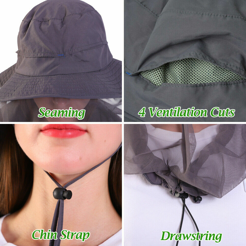 Mosquito Head Net Hat for Outdoor Sun and Insect Protection - Lightweight Mesh Face Cover