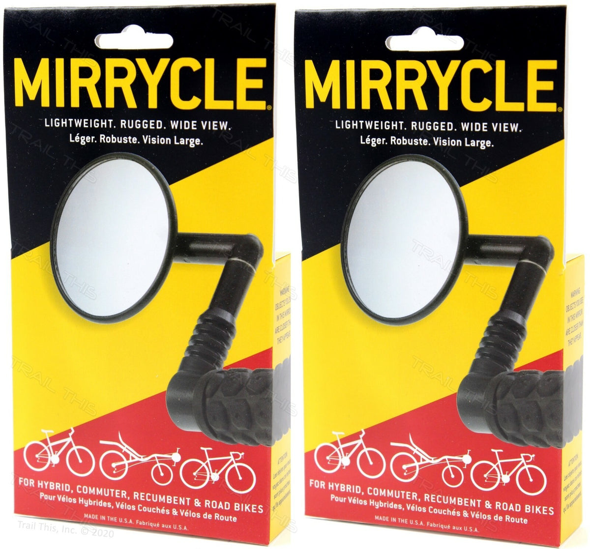 2 Pack Bicycle Mirror Bar End - Wide Angle Rear View for Mountain & Hybrid Bikes