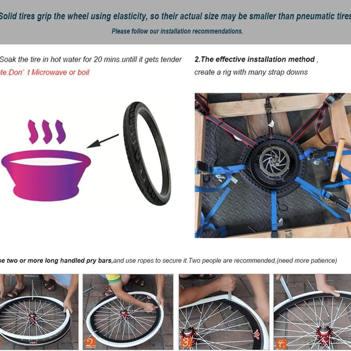 2Pcs High-Density Solid MTB Bike Tires 26x1.50-2.125 No Air Inflation