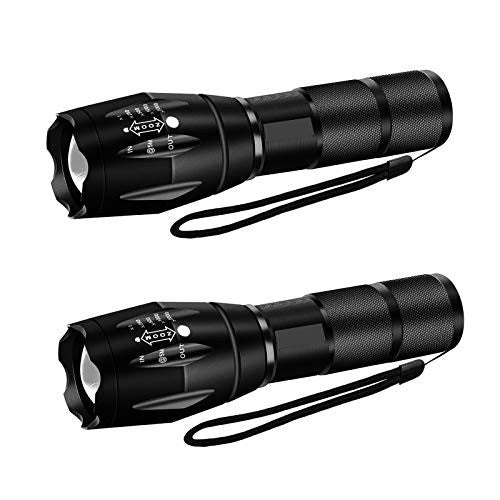 2 Pack LED Tactical Flashlights - 5-inch Aluminum Handheld Bright Light