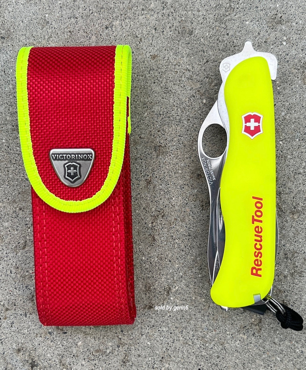 Victorinox Rescue Tool with Glow in Dark Yellow Handle, 13 Functions, with Pouch