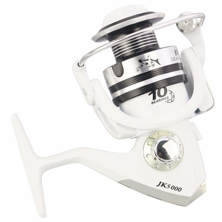 White Freshwater Spinning Reel 10BB 5.2:1 Gear Ratio for Bass Trout Crappie