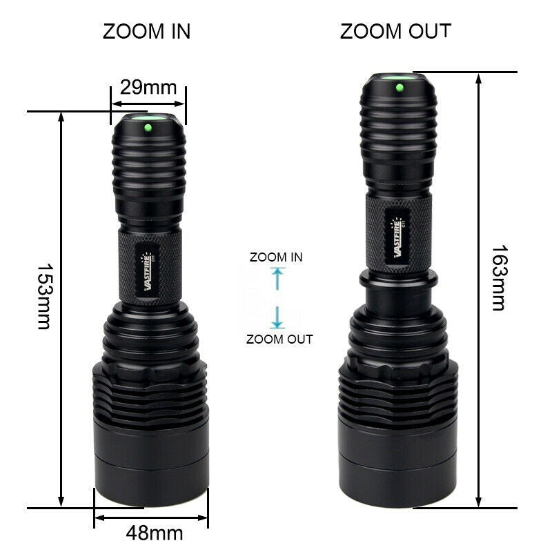 LED Hunting Flashlight with Red Green White Lights Long Range Outdoor Torch