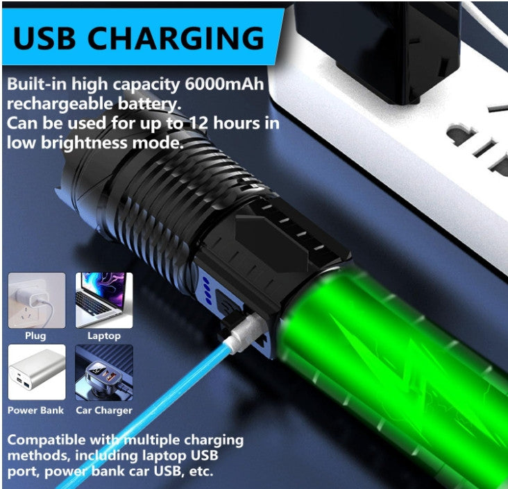 Super Bright Rechargeable LED Flashlight 90,000 Lumens Handheld Torch - 2 Pack