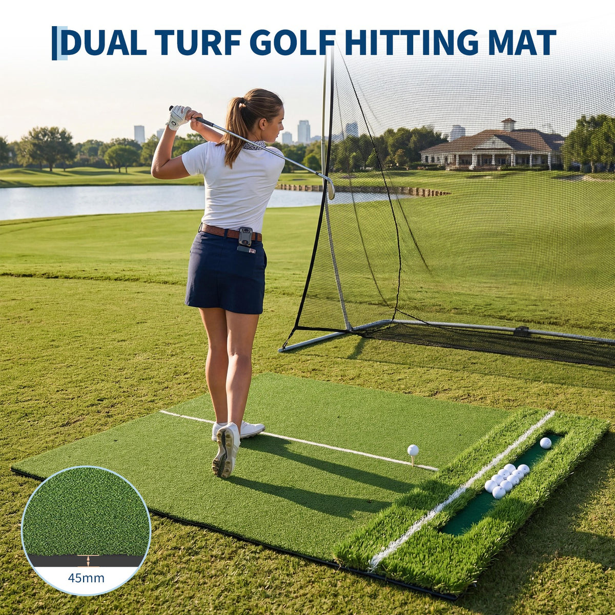 Golf Practice Mat with Dual Turf and Thick EVA Base - 4x5 or 6ft Options