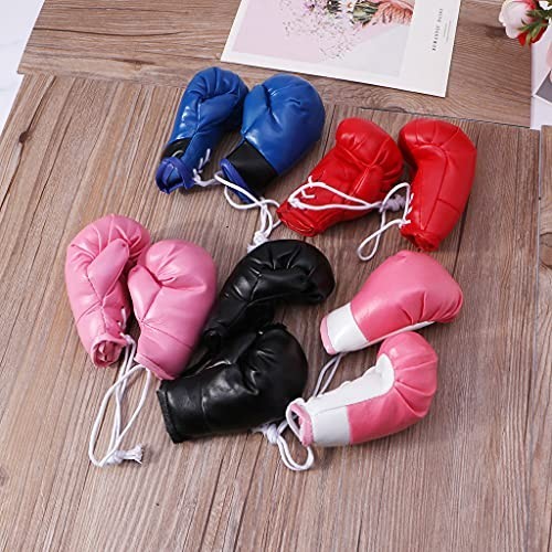 Mini Leather Boxing Gloves for Car & Home Decor - Pink 4x2.3 Inch Set