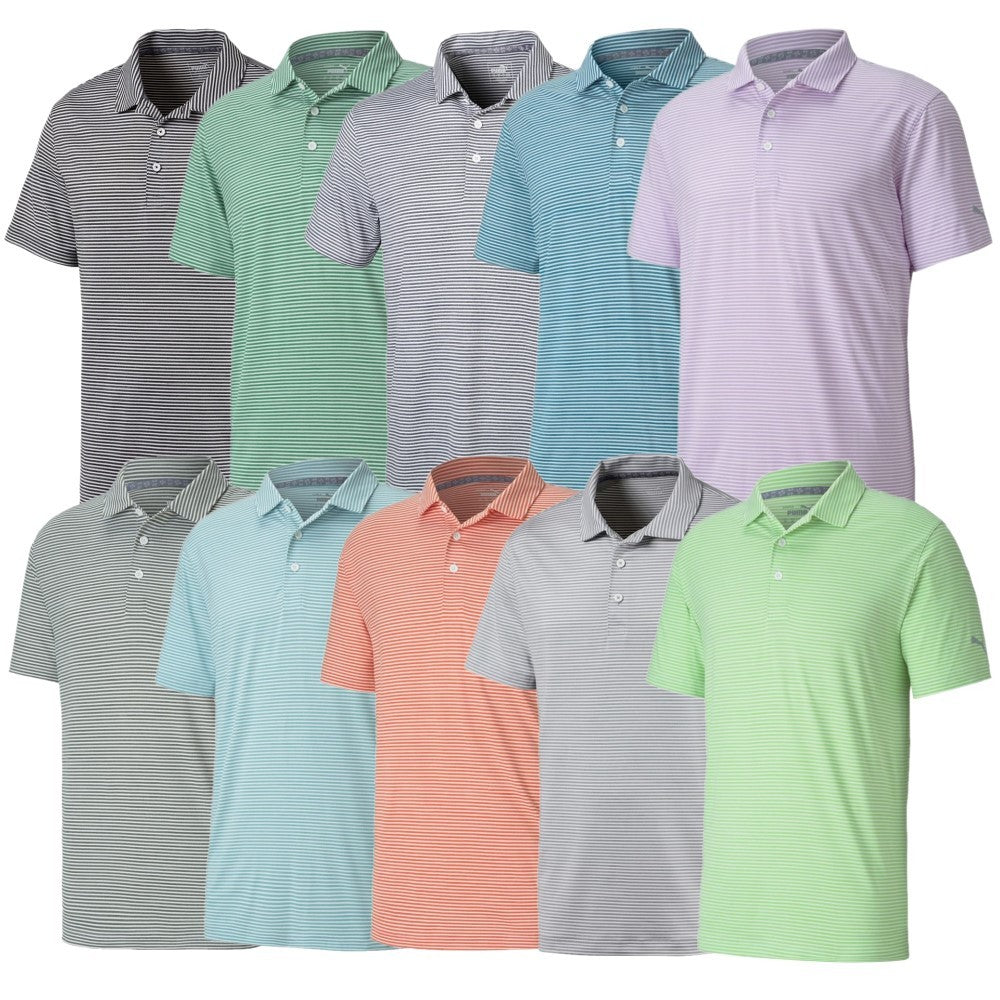 Men's Golf Polo Shirt with Cloudspun Moisture-Wicking Fabric and Stripe Pattern