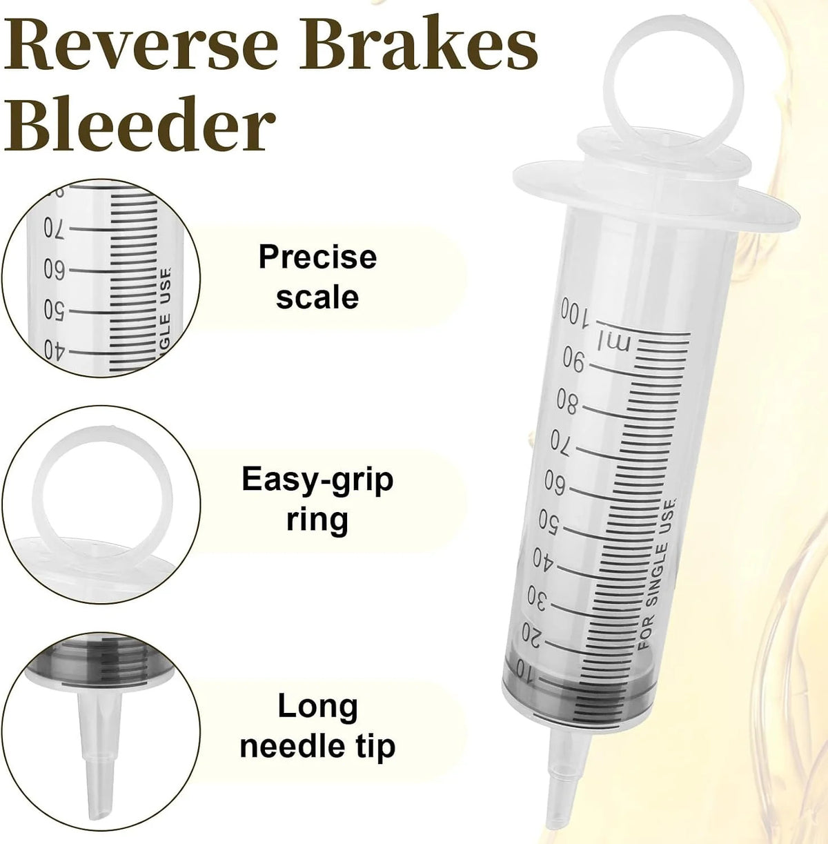 Motorcycle Brake Bleeder Kit with 100ML Pump & Transparent Hose for Hydraulic Disc Brake Fluid Flush