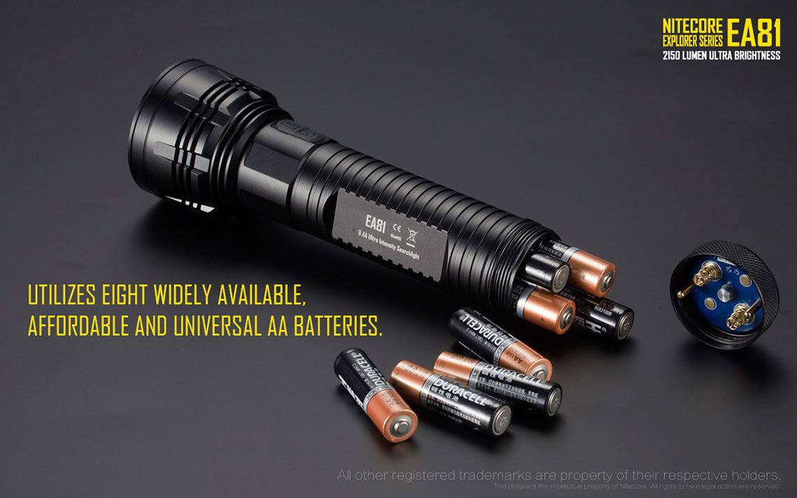 High-Powered LED Flashlight with 2150 Lumens and 8 AA Batteries