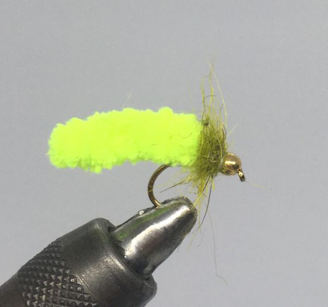 Tungsten Beadhead Mopfly Flies for Fly Fishing - Chartreuse, Multiple Sizes