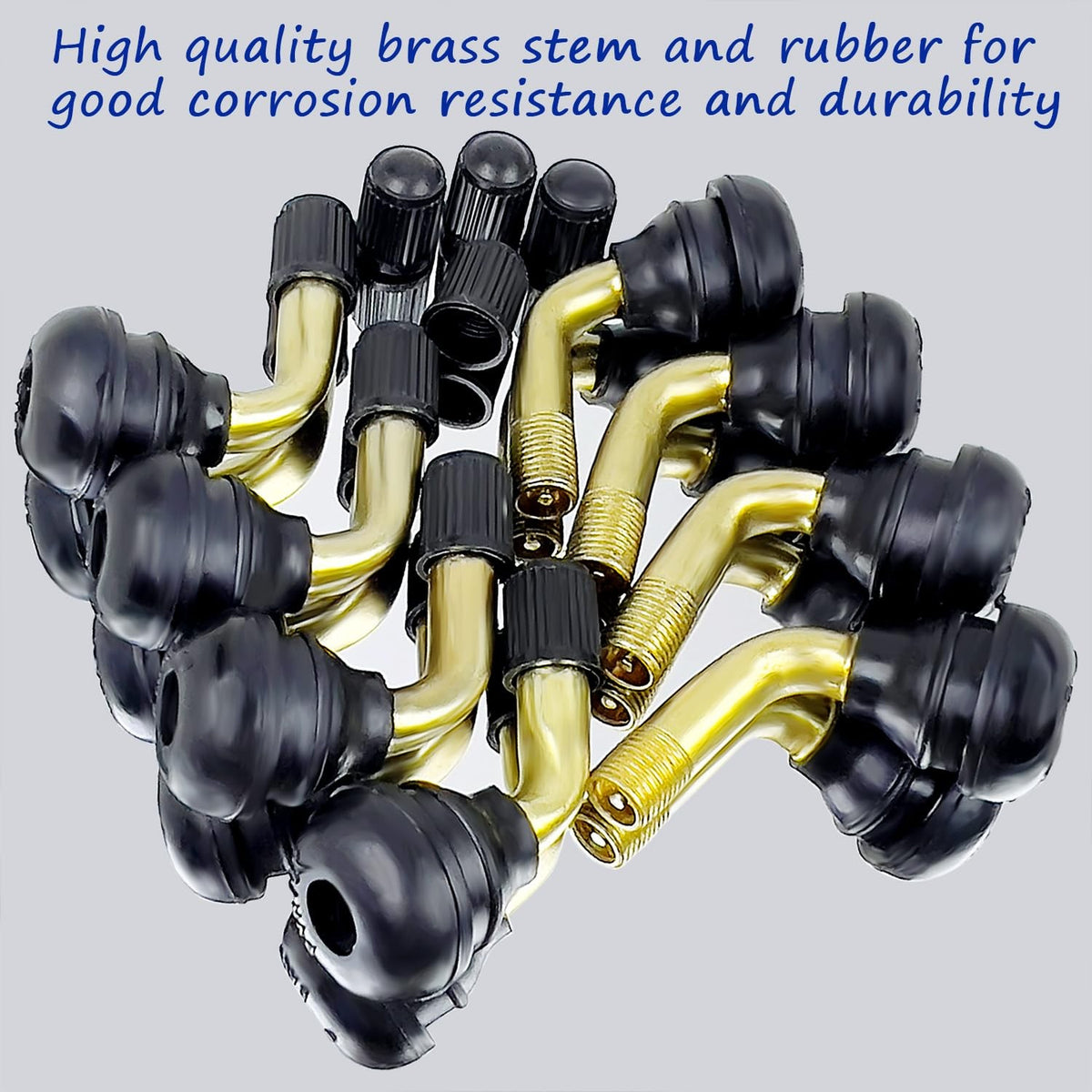 8 Pack Tubeless Tire Valve Stems 90° Brass for Motorcycle ATV, Easy Install