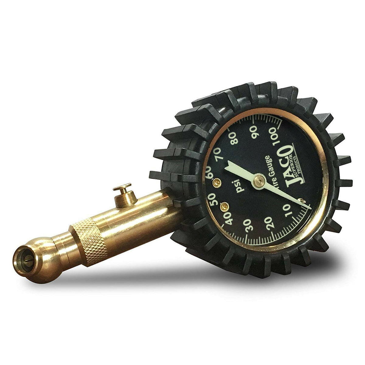 Analog Tire Pressure Gauge 0-100 PSI with Glow Dial & Built-in Bleeder Valve