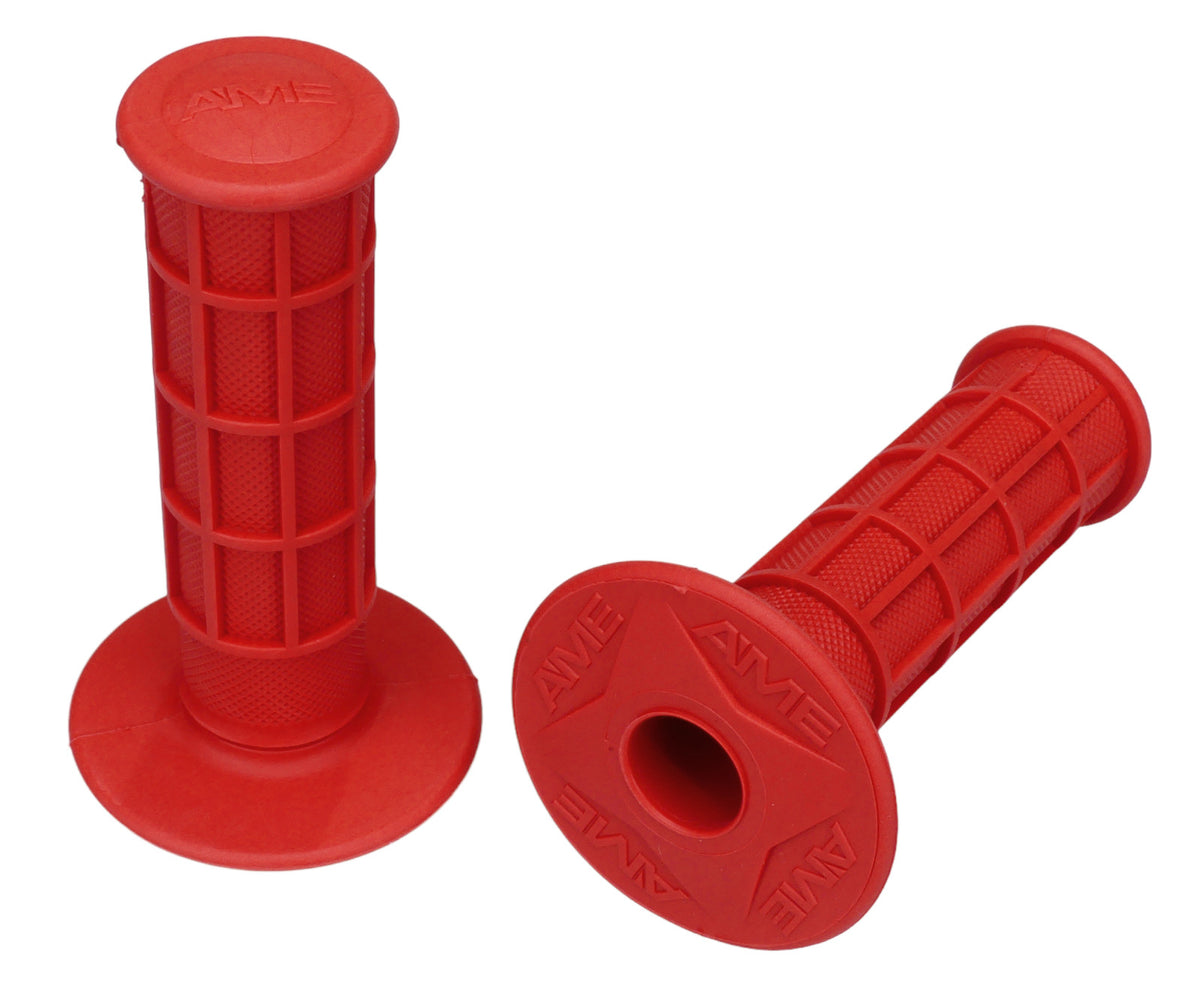 Full Waffle BMX Bicycle Grips - Retro Old School Handlebar Grips, Red