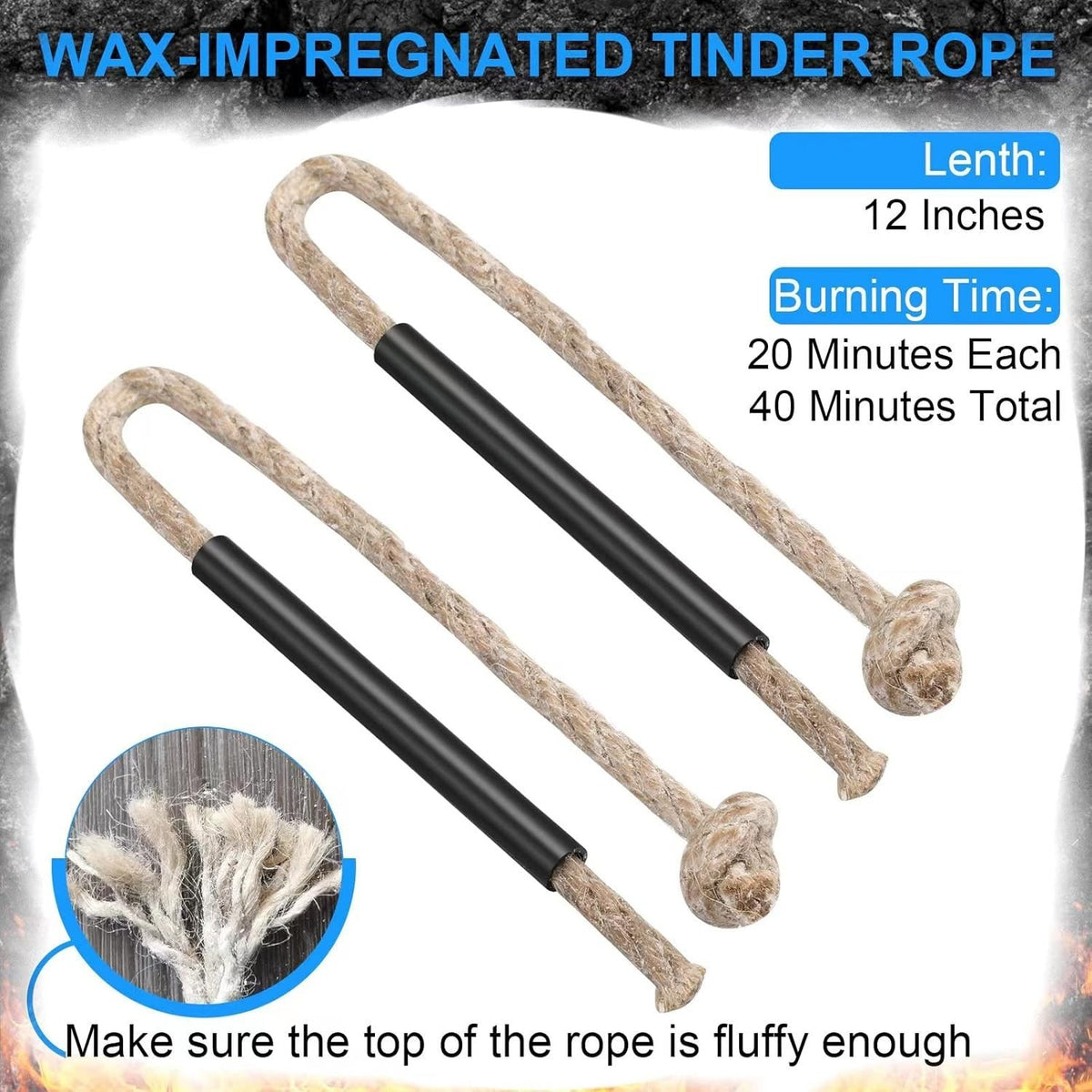 Outdoor Ferro Rod Fire Starter Kit with 5-Inch Ferro Rod, Tinder Wicks & Paracord