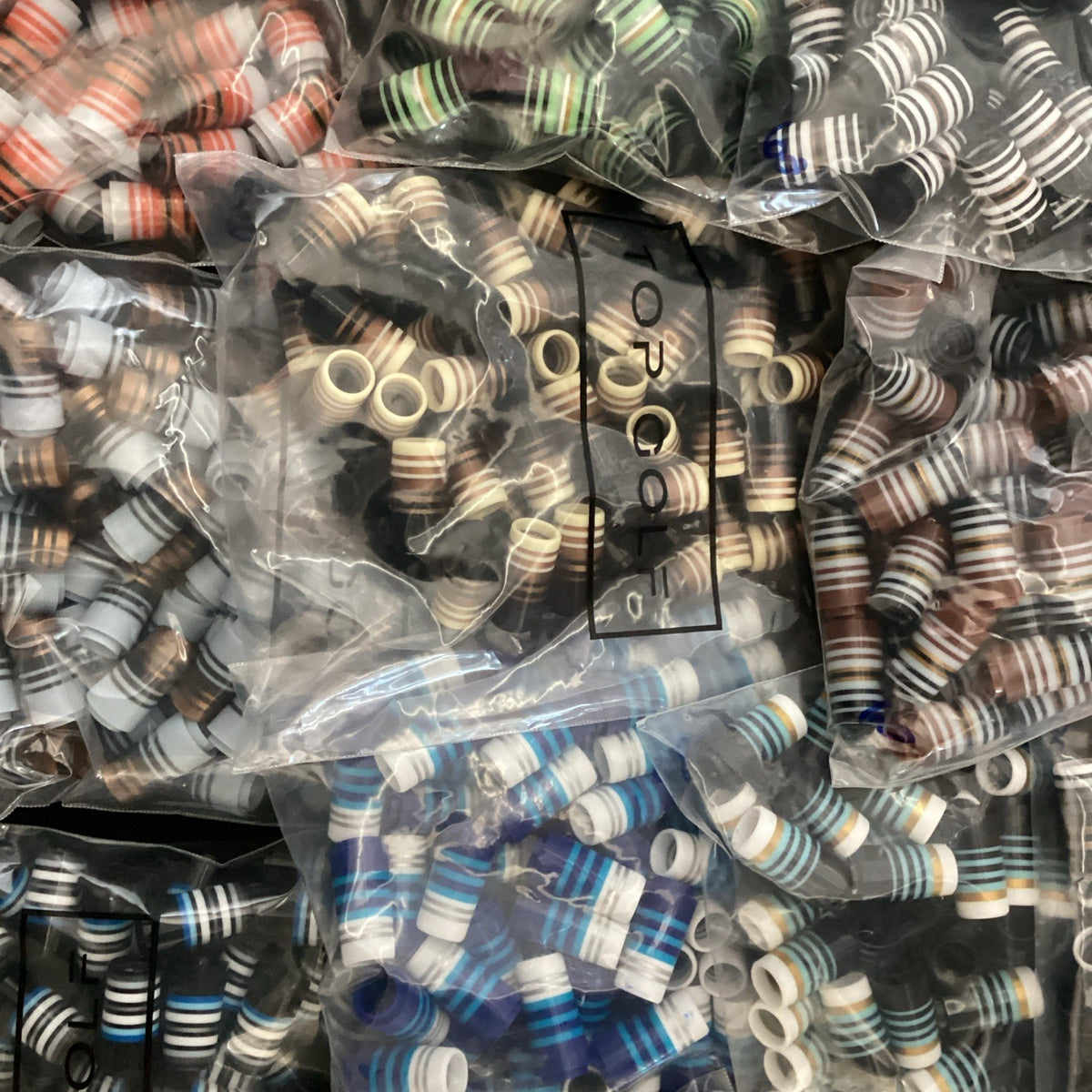 12 Pcs Golf Ferrules Taper Tip Iron & Wedge Collars - Orange Grey Black Striped