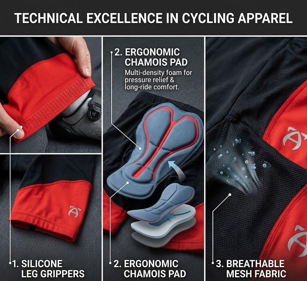 Men's Cycling Shorts - Padded Road & Gravel Bike Compression Trunks 7" Inseam