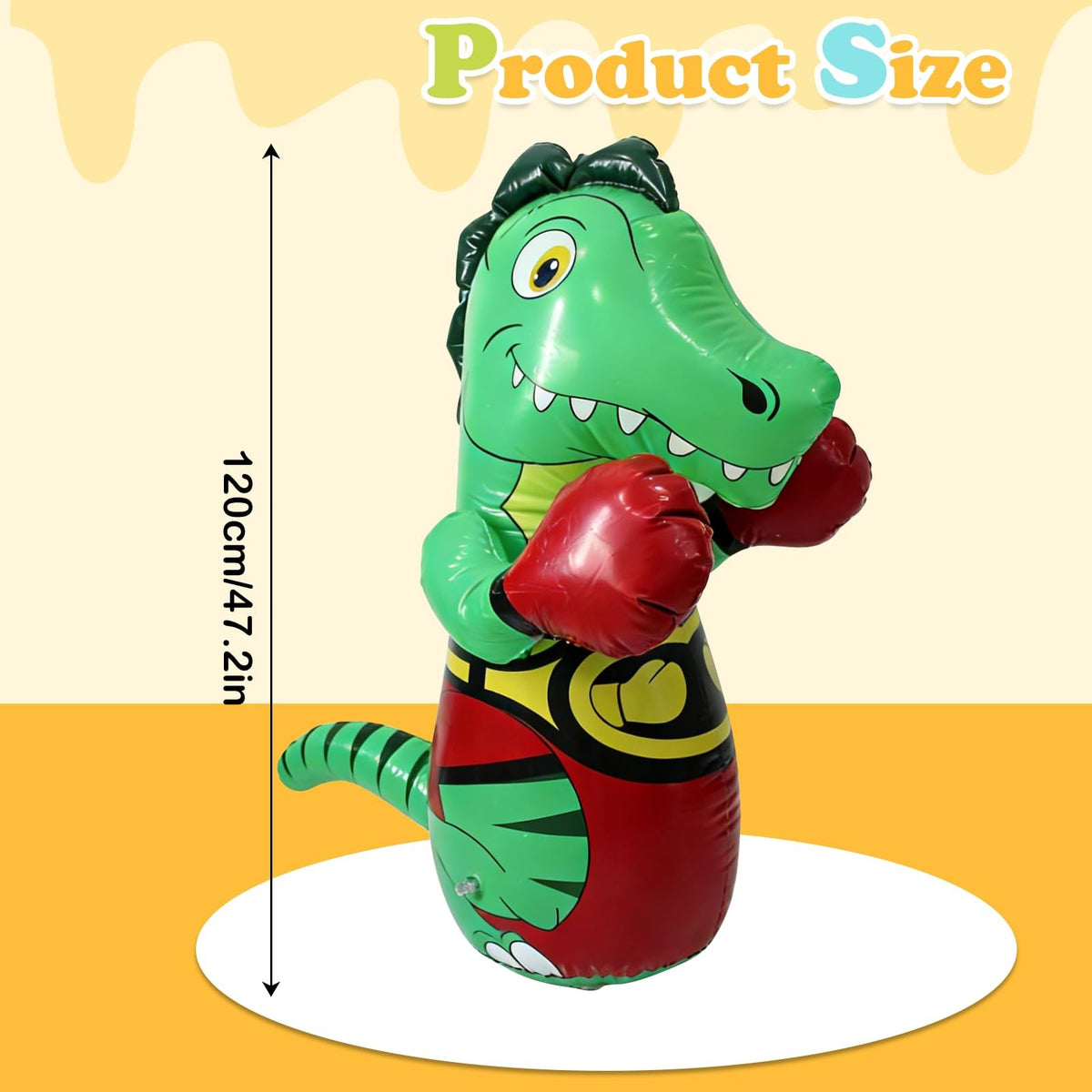 47-Inch Inflatable Dinosaur Punching Bag for Stress Relief and Fitness
