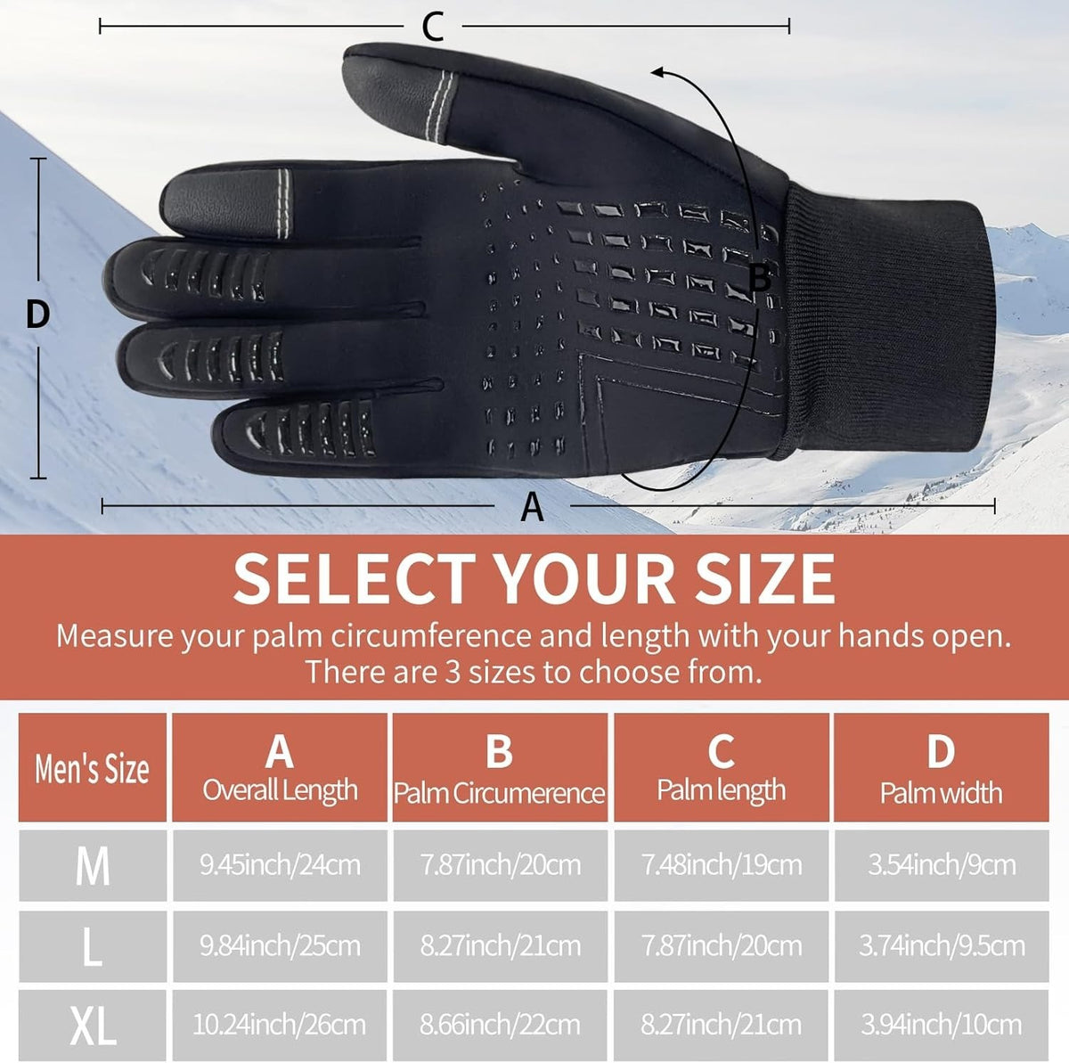 Waterproof Touch Screen Winter Gloves - Thermal Windproof Mittens for Men & Women