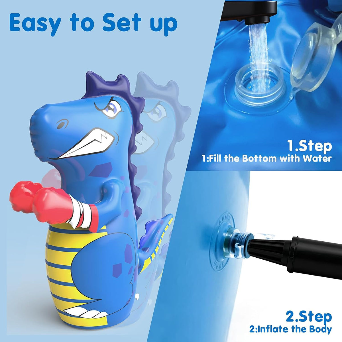 Kids Inflatable Punching Bag - Unicorn & Dinosaur Bop Bag Toys for Active Play
