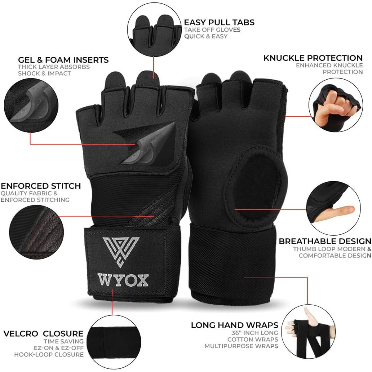 Boxing Gloves Set with Hand Wraps for Kickboxing MMA Training - Multiple Sizes & Weights