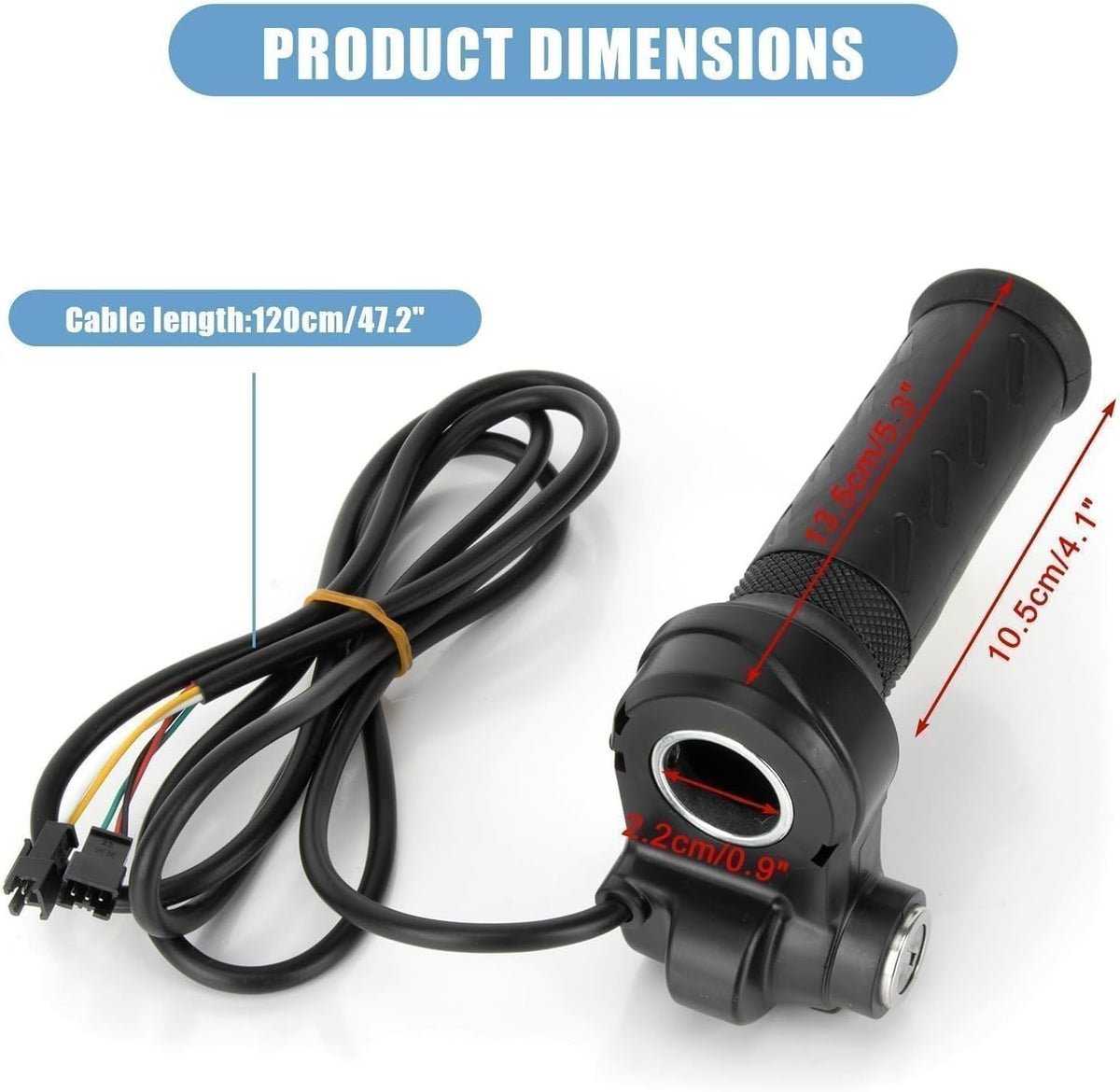 Electric Scooter Throttle 22mm Full Twist Control with 2 Keys - Waterproof & Easy Install